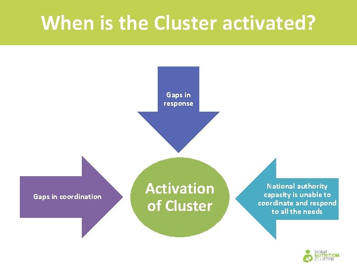 When is the Cluster activated? Gaps in response Gaps in coordination Activation of Cluster