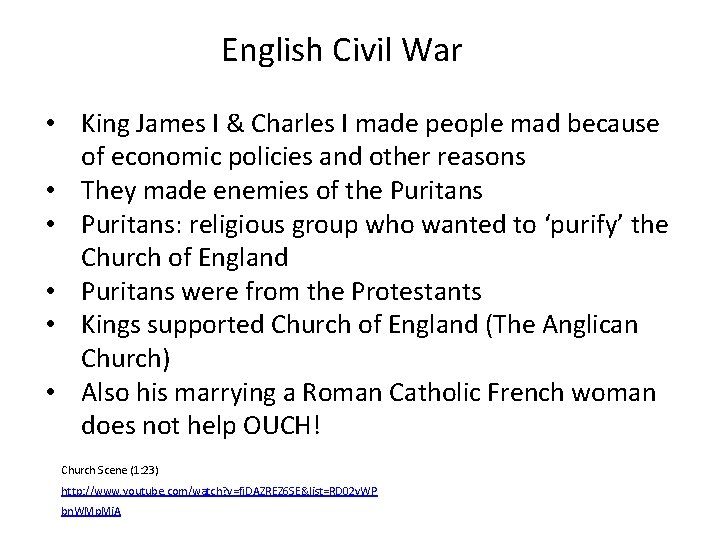 English Civil War • King James I & Charles I made people mad because