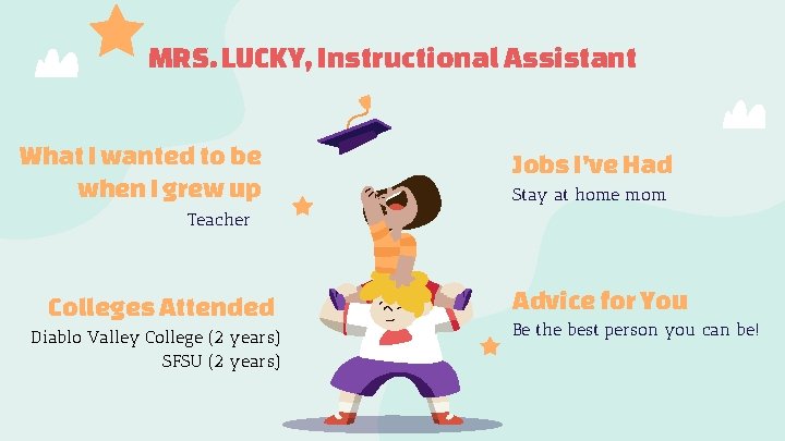 MRS. LUCKY, Instructional Assistant What I wanted to be when I grew up Jobs