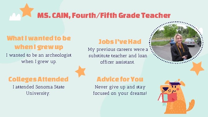 MS. CAIN, Fourth/Fifth Grade Teacher What I wanted to be when I grew up