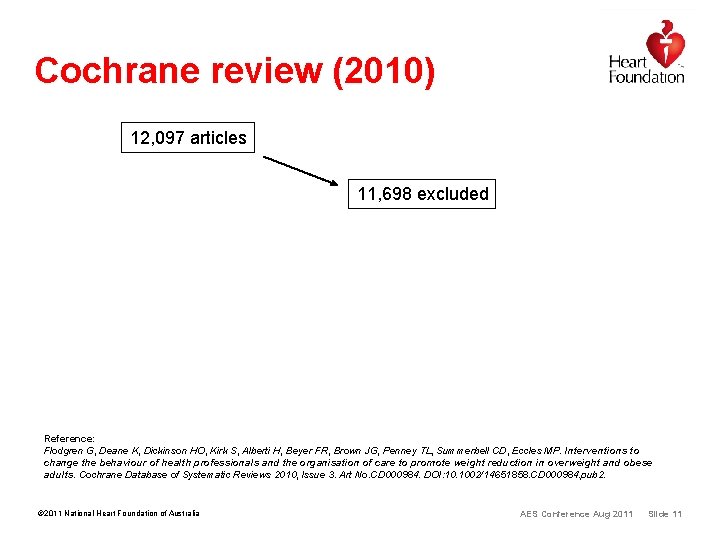 Cochrane review (2010) 12, 097 articles 11, 698 excluded Reference: Flodgren G, Deane K, Cochrane review (2010) 12, 097 articles 11, 698 excluded Reference: Flodgren G, Deane K,