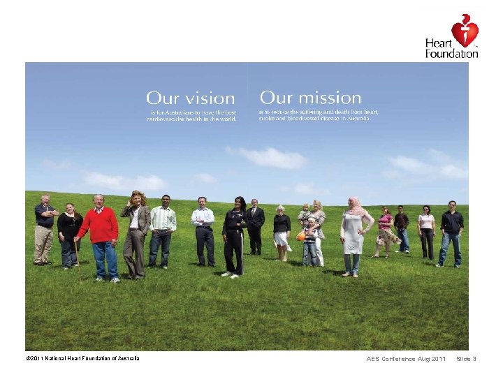 © 2011 National Heart Foundation of Australia AES Conference Aug 2011 Slide 3 © 2011 National Heart Foundation of Australia AES Conference Aug 2011 Slide 3