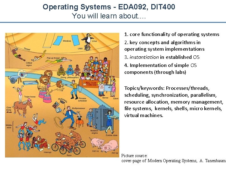 Operating Systems - EDA 092, DIT 400 You will learn about. . 1. core