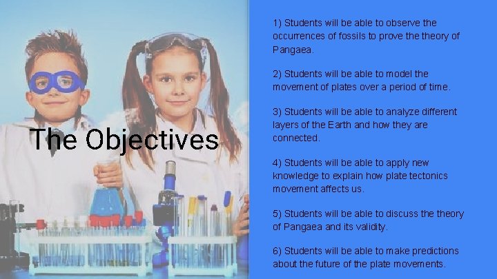 1) Students will be able to observe the occurrences of fossils to prove theory 1) Students will be able to observe the occurrences of fossils to prove theory