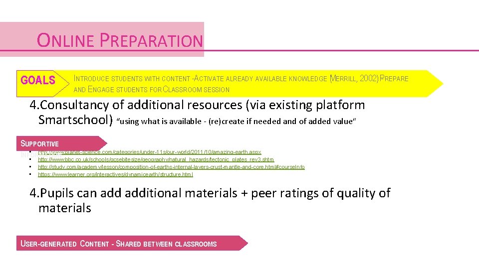 ONLINE PREPARATION GOALS INTRODUCE STUDENTS WITH CONTENT -ACTIVATE ALREADY AVAILABLE KNOWLEDGE (MERRILL, 2002) P- ONLINE PREPARATION GOALS INTRODUCE STUDENTS WITH CONTENT -ACTIVATE ALREADY AVAILABLE KNOWLEDGE (MERRILL, 2002) P-