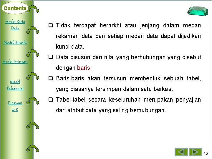 Contents Model Basis Deklarasi Data Array Model Hirarki Dimensi Satu Model Jaringan Array Dimensi