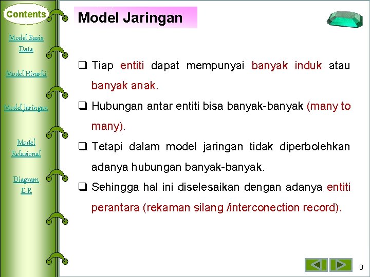 Contents Model Jaringan Model Basis Deklarasi Data Array Model Hirarki Dimensi Satu Model Jaringan