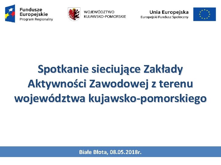 Spotkanie sieciujące Zakłady Aktywności Zawodowej z terenu województwa kujawsko-pomorskiego Białe Błota, 08. 05. 2018