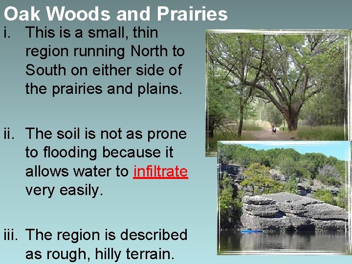 Oak Woods and Prairies i. This is a small, thin region running North to