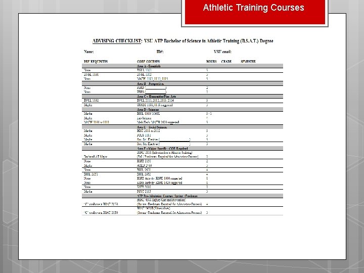 Athletic Training Courses 