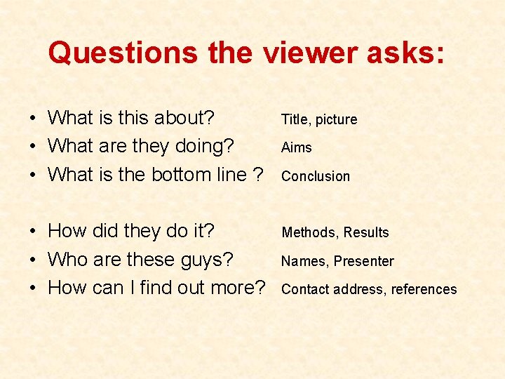 Questions the viewer asks: • What is this about? • What are they doing?