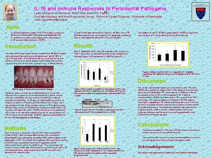 IL-18 and Immune Responses to Periodontal Pathogens 2020 Leah Jamieson (supervisors Neil Foster and