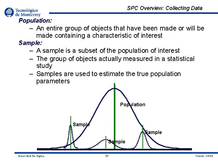 SPC Overview: Collecting Data Population: – An entire group of objects that have been