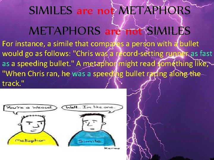 SIMILES are not METAPHORS are not SIMILES For instance, a simile that compares a