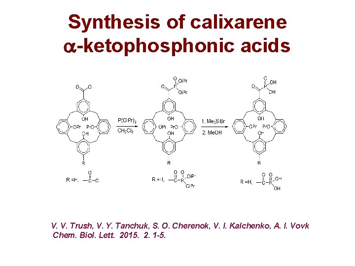 Synthesis of calixarene -ketophosphonic acids V. V. Trush, V. Y. Tanchuk, S. O. Cherenok,