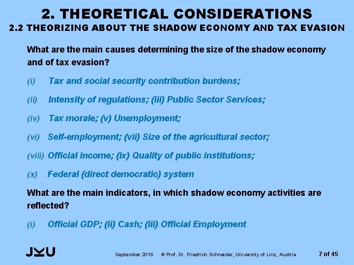 2. THEORETICAL CONSIDERATIONS 2. 2 THEORIZING ABOUT THE SHADOW ECONOMY AND TAX EVASION What