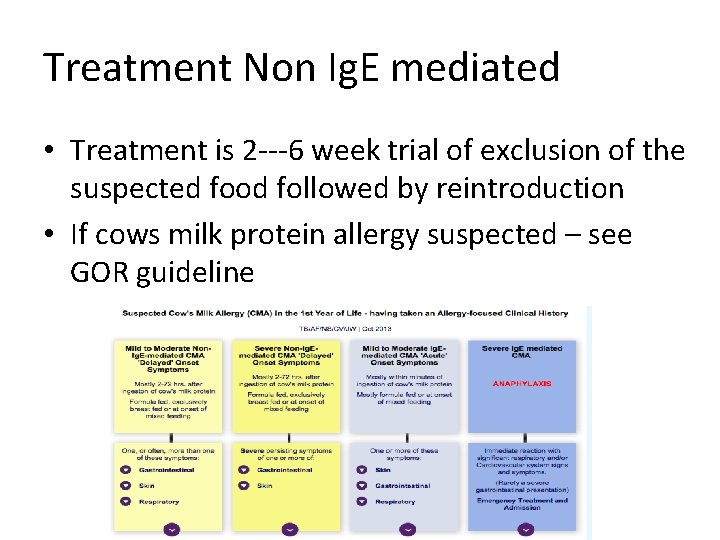 Treatment Non Ig. E mediated • Treatment is 2‐‐‐ 6 week trial of exclusion Treatment Non Ig. E mediated • Treatment is 2‐‐‐ 6 week trial of exclusion
