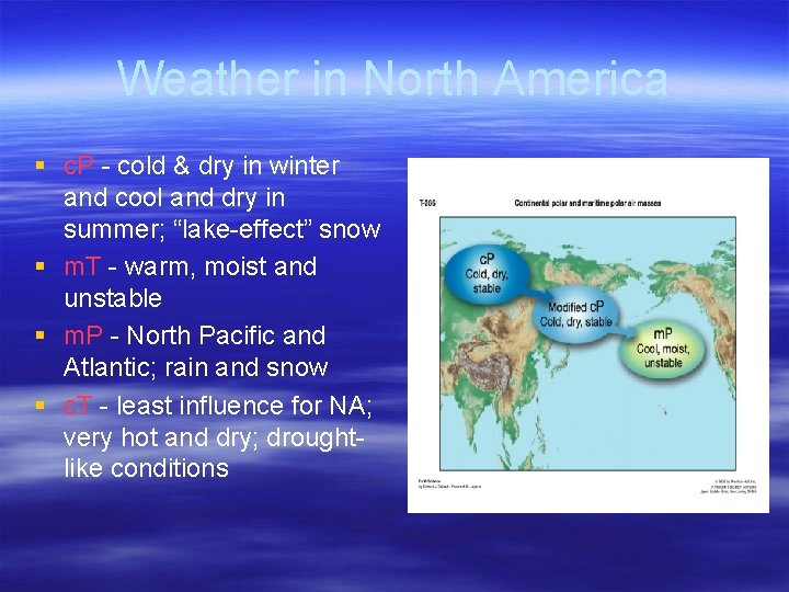 Weather in North America § c. P - cold & dry in winter and
