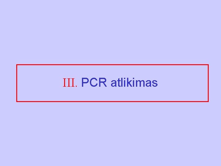 III. PCR atlikimas 