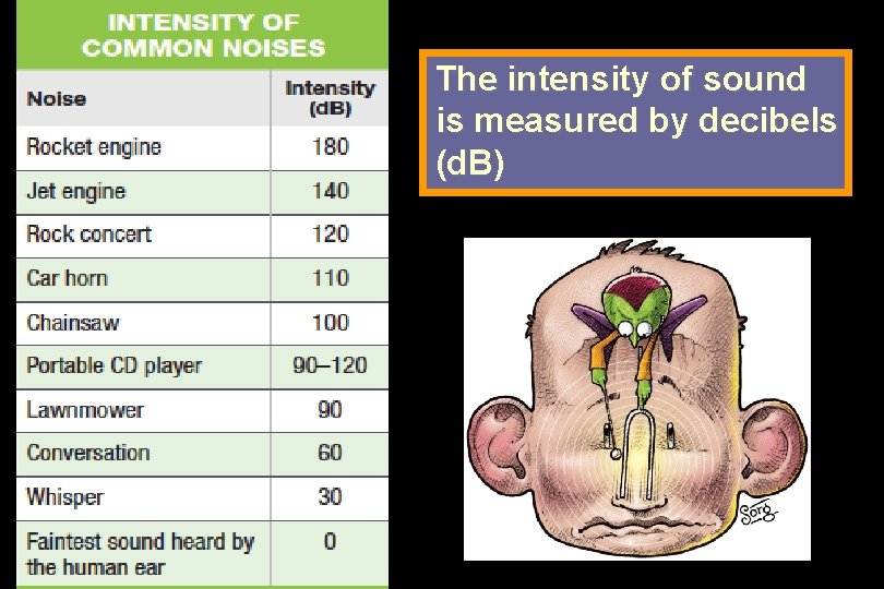 The intensity of sound is measured by decibels (d. B) 