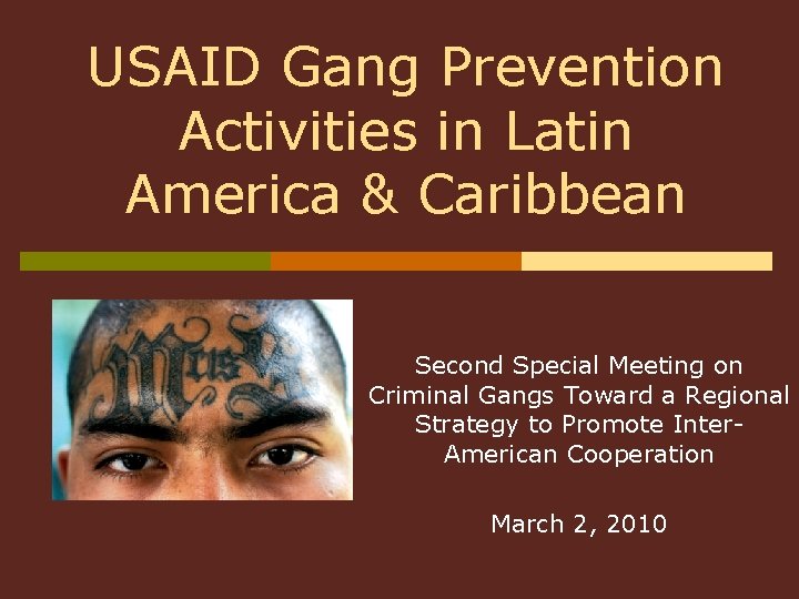 USAID Gang Prevention Activities in Latin America & Caribbean Second Special Meeting on Criminal