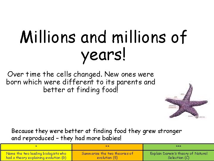 Millions and millions of years! Over time the cells changed. New ones were born Millions and millions of years! Over time the cells changed. New ones were born
