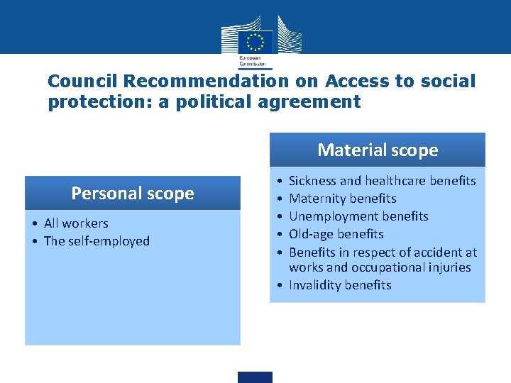 Council Recommendation on Access to social protection: a political agreement Material scope Personal scope