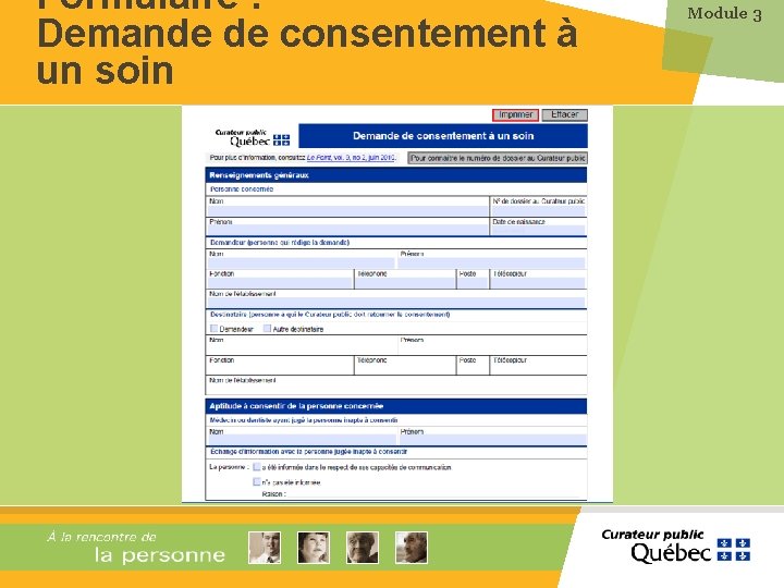 Formulaire : Demande de consentement à un soin Module 3 