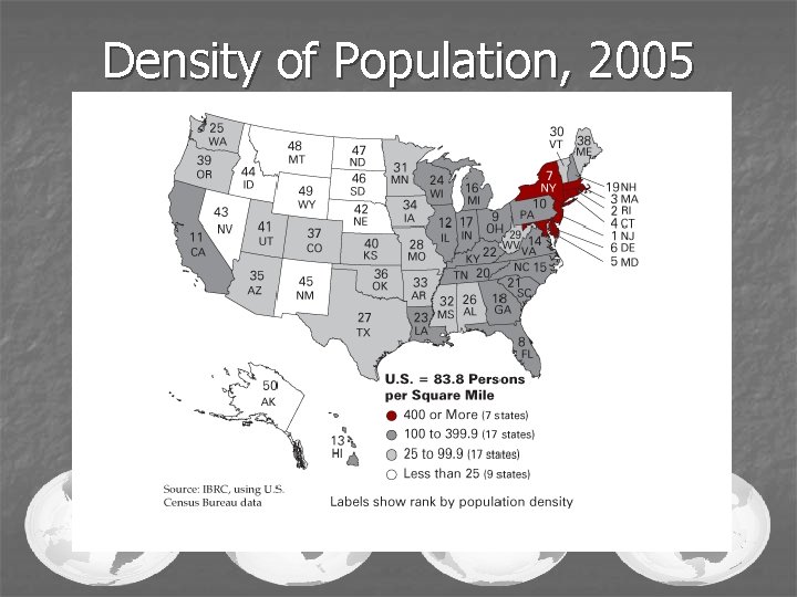 Density of Population, 2005 