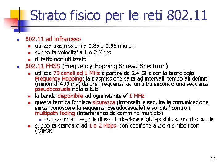 Strato fisico per le reti 802. 11 n 802. 11 ad infrarosso n n