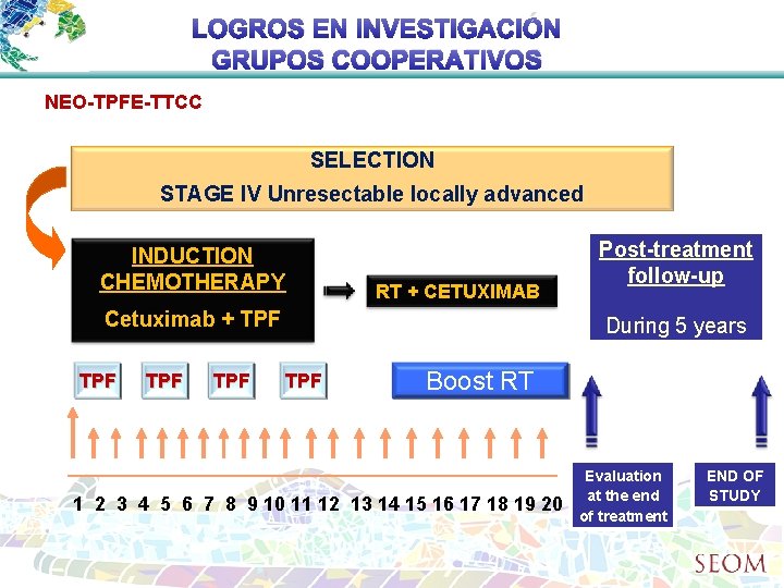 LOGROS EN INVESTIGACIÓN GRUPOS COOPERATIVOS NEO-TPFE-TTCC SELECTION STAGE IV Unresectable locally advanced INDUCTION CHEMOTHERAPY