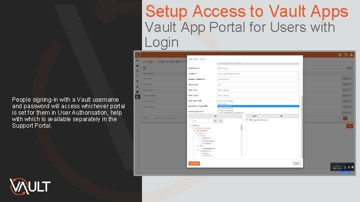 Setup Access to Vault Apps Vault App Portal for Users with Login People signing-in