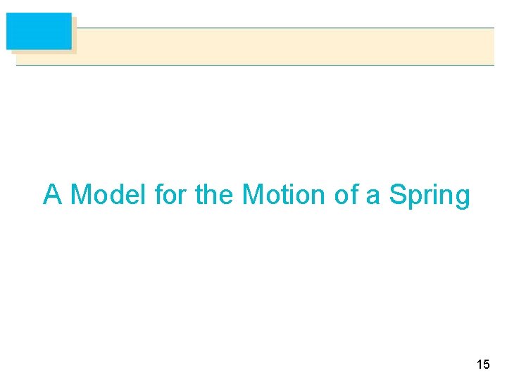 A Model for the Motion of a Spring 15 