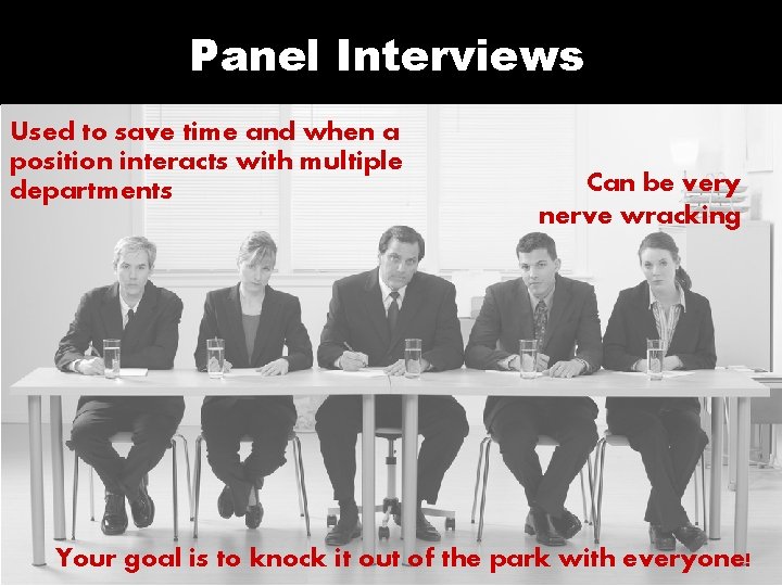 Panel Interviews Used to save time and when a position interacts with multiple departments