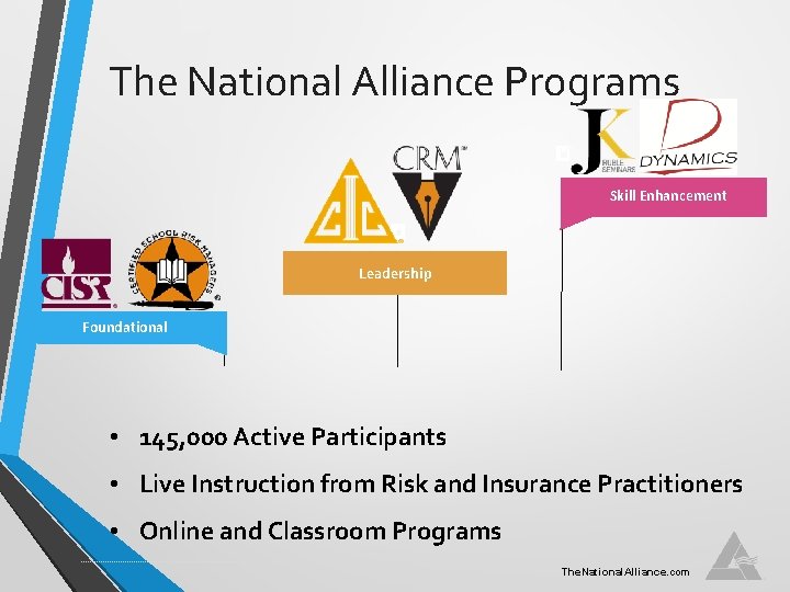 The National Alliance Programs Skill Enhancement Leadership Foundational • 145, 000 Active Participants •