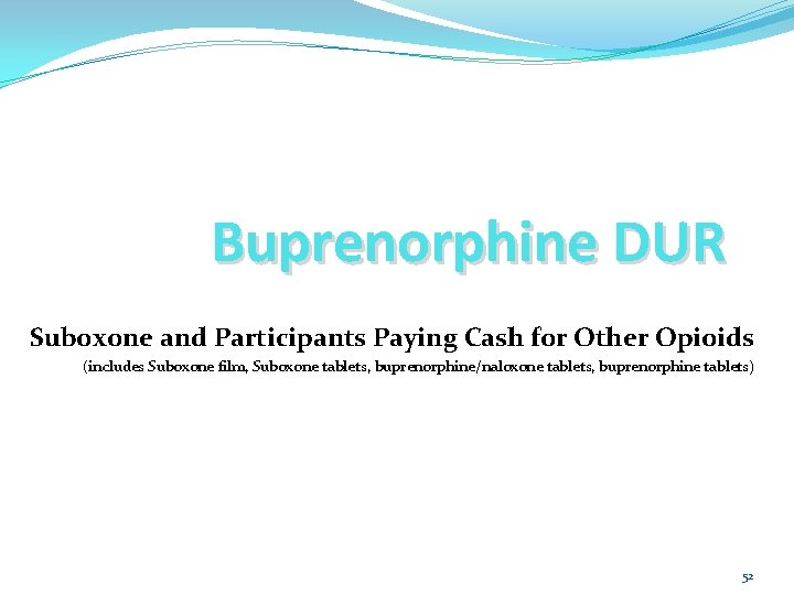Buprenorphine DUR Suboxone and Participants Paying Cash for Other Opioids (includes Suboxone film, Suboxone