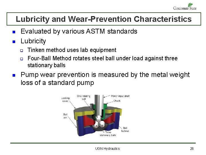 Lubricity and Wear-Prevention Characteristics n n Evaluated by various ASTM standards Lubricity q q