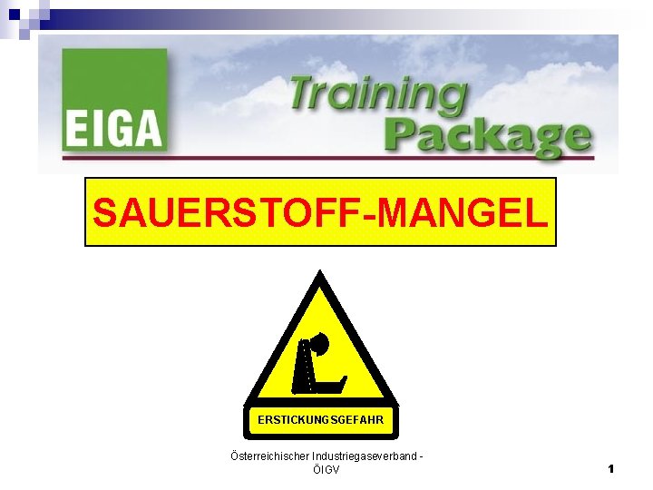 SAUERSTOFF-MANGEL ERSTICKUNGSGEFAHR Österreichischer Industriegaseverband ÖIGV 1 