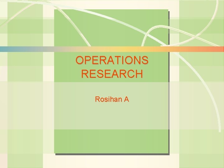 6 s-1 Analisis Sensitivitas Operations Management OPERATIONS RESEARCH Rosihan A William J. Stevenson 8
