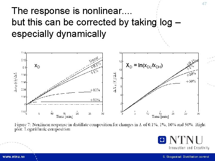 The response is nonlinear. . but this can be corrected by taking log –