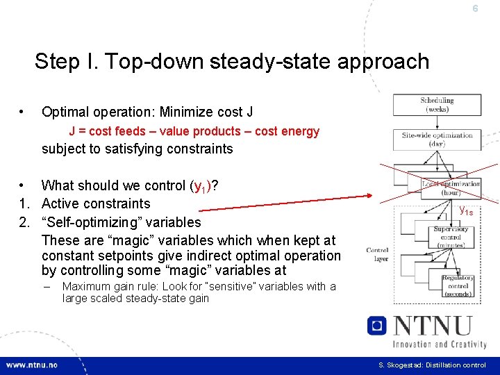 6 Step I. Top-down steady-state approach • Optimal operation: Minimize cost J J =