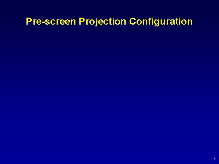 Pre-screen Projection Configuration 7 