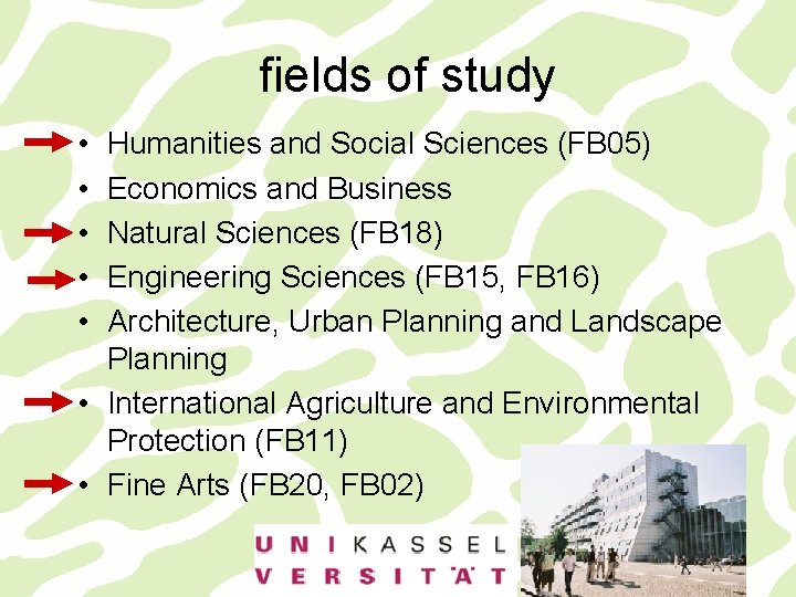 fields of study • • • Humanities and Social Sciences (FB 05) Economics and