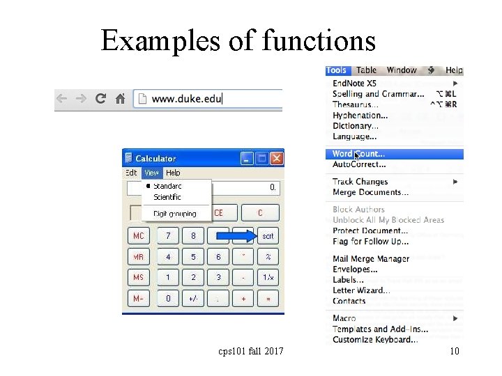 Examples of functions cps 101 fall 2017 10 