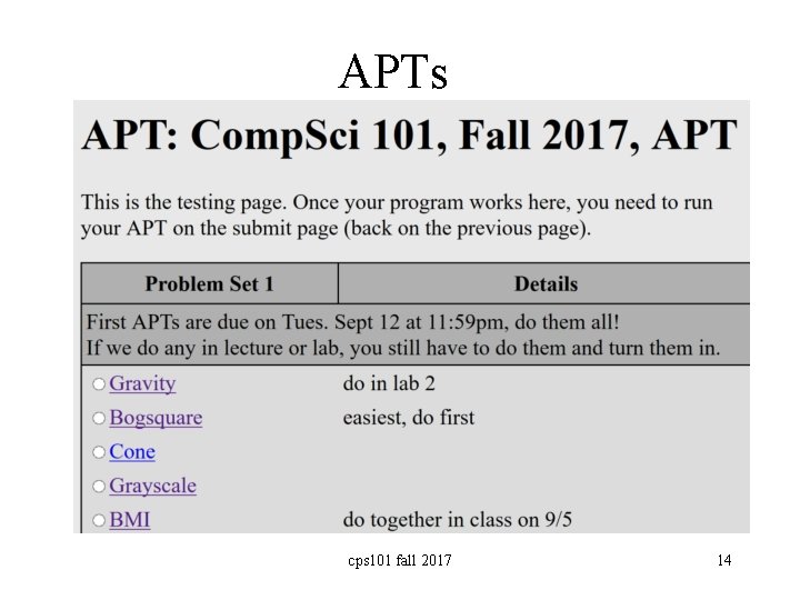 APTs cps 101 fall 2017 14 