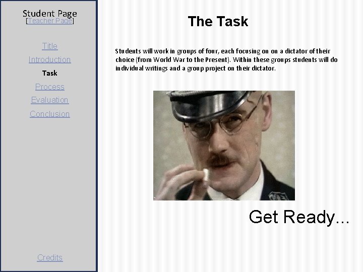 Student Page [Teacher Page] Title Introduction Task The Task Students will work in groups