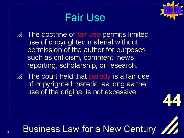 Fair Use p The doctrine of fair use permits limited use of copyrighted material