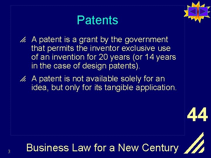 Patents p A patent is a grant by the government that permits the inventor