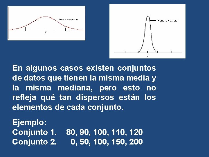 En algunos casos existen conjuntos de datos que tienen la misma media y la