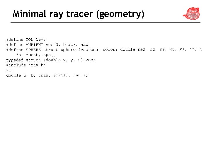 Minimal ray tracer (geometry) 